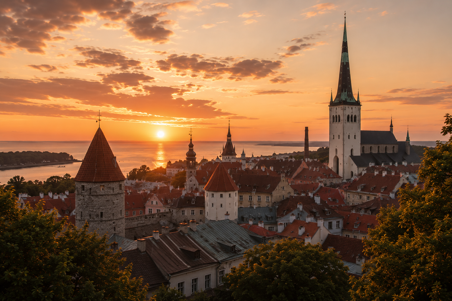 Tallinna vanalinn päikeseloojangul