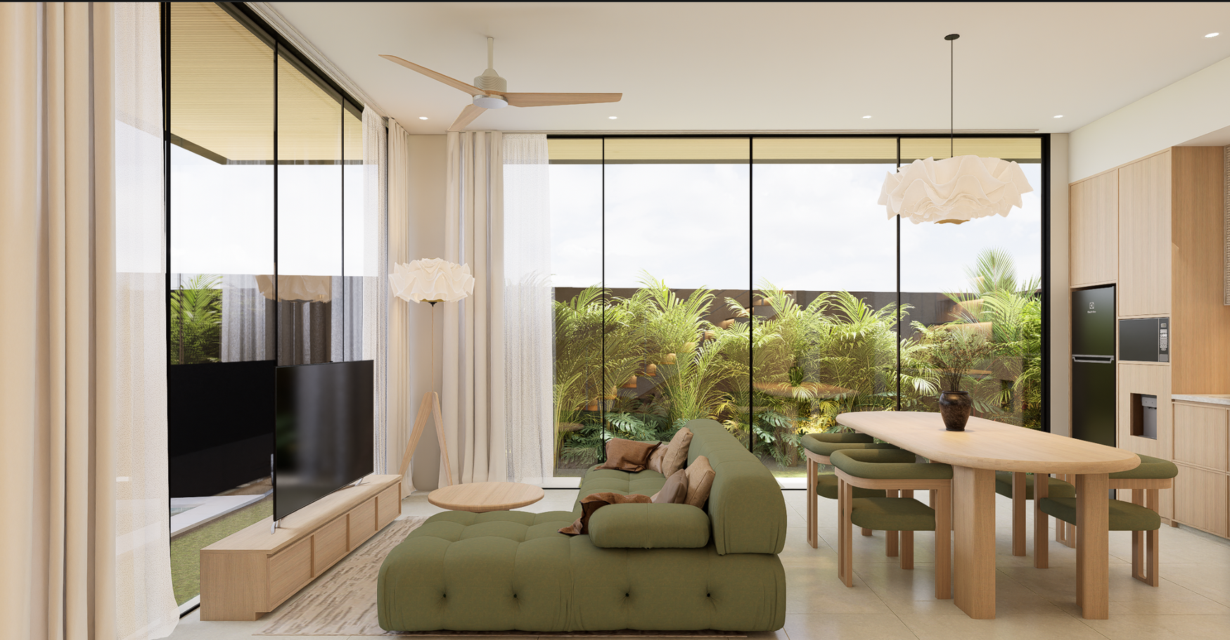 Bali villa elutuba ja söögiala